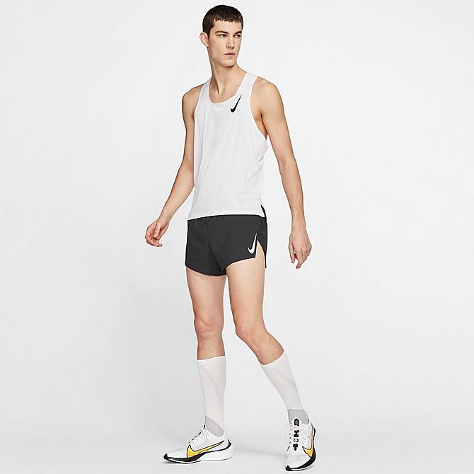 Back Left view of Men's Nike AeroSwift Shorts in Black/White Click to zoom