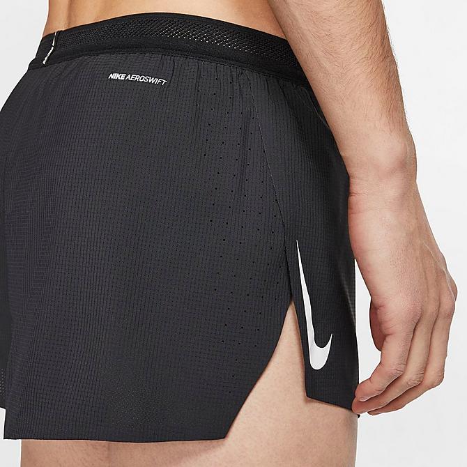 Back Right view of Men's Nike AeroSwift Shorts in Black/White Click to zoom