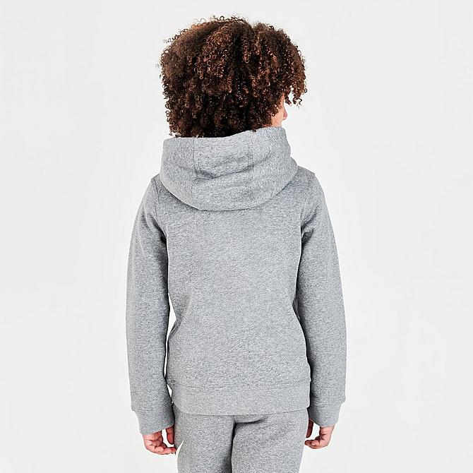 Back Right view of Kids' Nike Sportswear HBR Glow Futura Club Fleece Hoodie in Carbon Heather Click to zoom