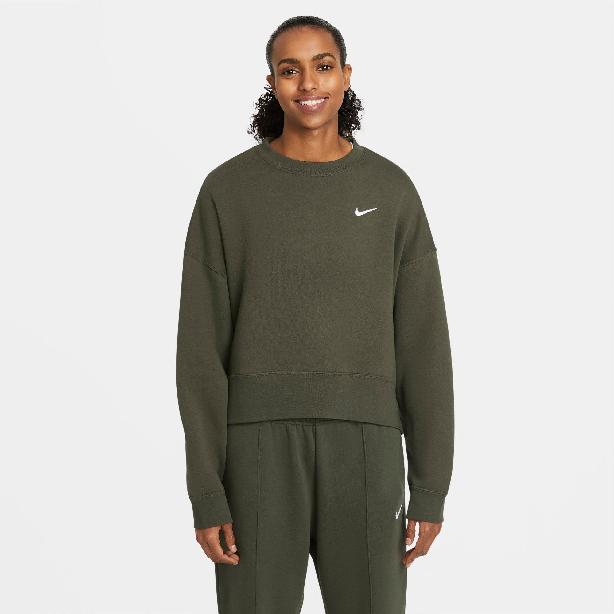 nike swoosh crew neck sweat in khaki