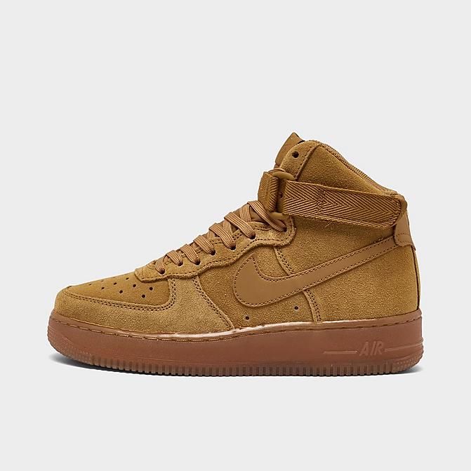 Right view of Boys' Big Kids' Nike Air Force 1 High LV8 3 Casual Shoes in Wheat/Wheat Gum/Light Brown Click to zoom