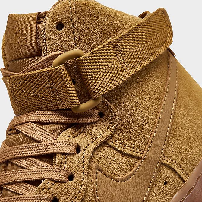 Front view of Boys' Big Kids' Nike Air Force 1 High LV8 3 Casual Shoes in Wheat/Wheat Gum/Light Brown Click to zoom