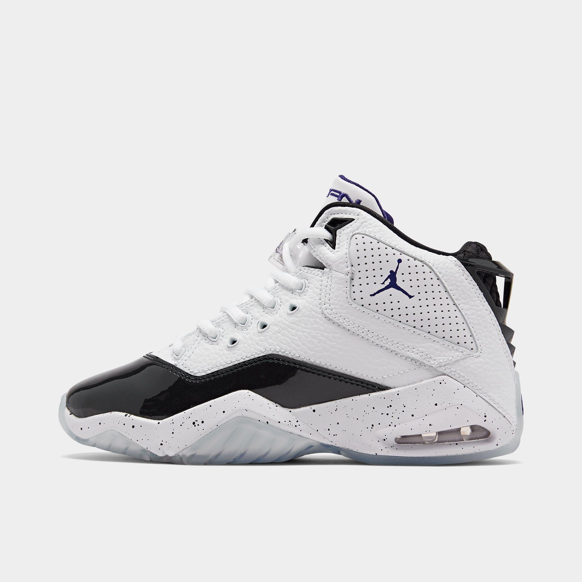 purple and white jordans kids