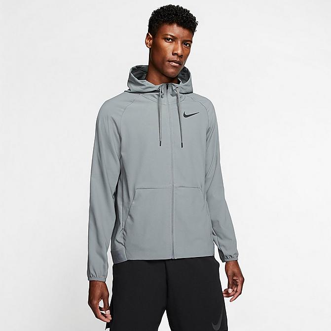 Front view of Men's Nike Flex Full-Zip Training Jacket in Smoke Grey/Black Click to zoom