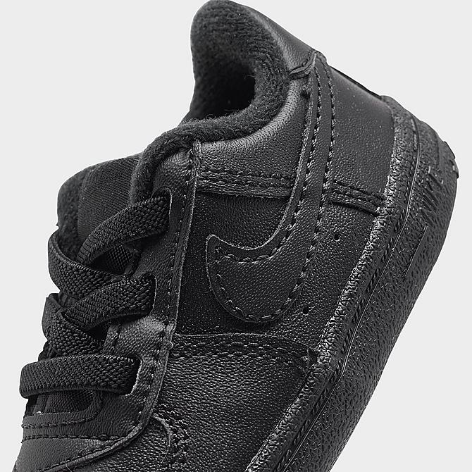 Front view of Infant Nike Air Force 1 Crib Casual Shoes in Black/Black/Black Click to zoom