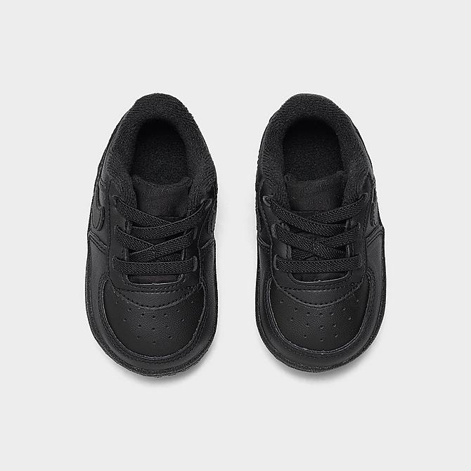 Back view of Infant Nike Air Force 1 Crib Casual Shoes in Black/Black/Black Click to zoom