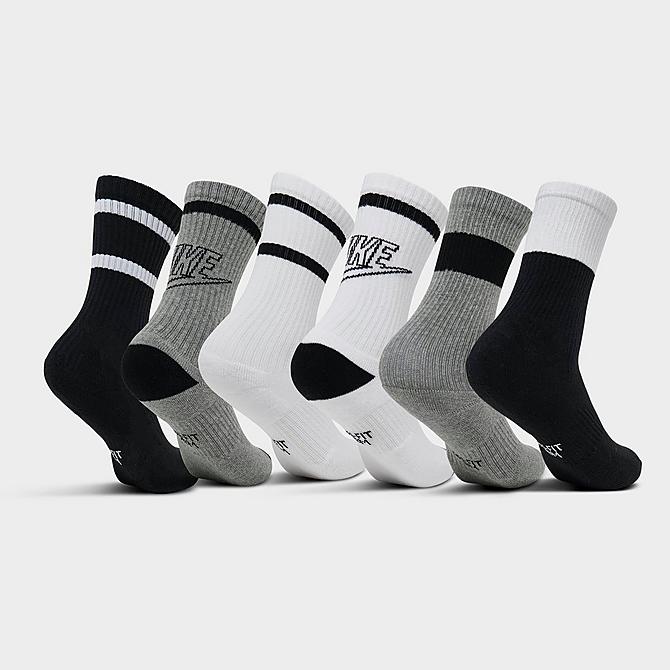 Back view of Kids' Nike Everyday Cushioned Crew Socks (6-Pack) in Multi-Color Click to zoom