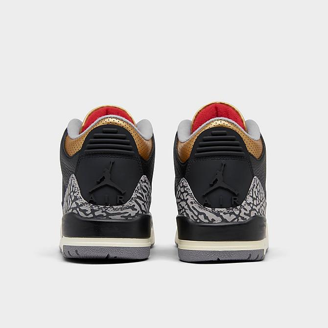 Left view of Women's Air Jordan Retro 3 Basketball Shoes in Black/Fire Red/Metallic Gold/Cement Grey Click to zoom