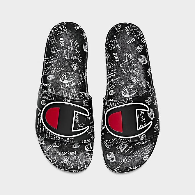 Back view of Men's Champion IPO Doodle Slide Sandals in Black Click to zoom