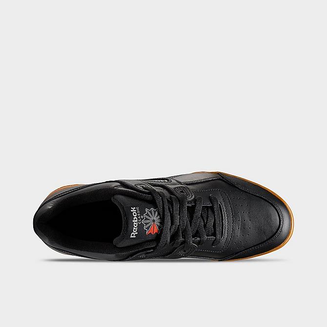 Back view of Men's Reebok Workout Plus Casual Shoes in Black/Carbon/Classic Red/Reebok Royal/Gum Click to zoom