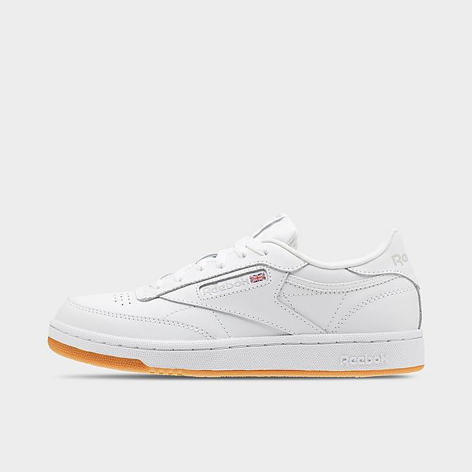 Right view of Big Kids' Reebok Classics Club C Casual Shoes in White/Gum Click to zoom