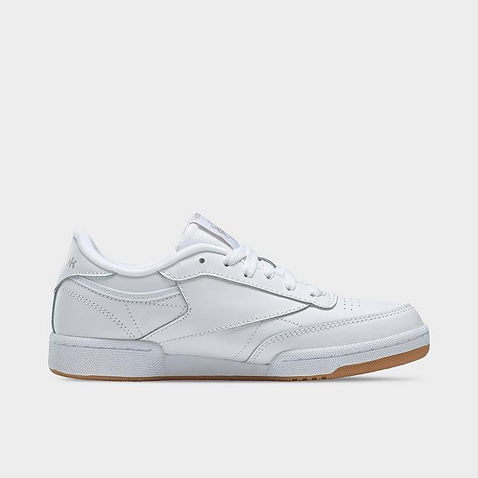 Front view of Big Kids' Reebok Classics Club C Casual Shoes in White/Gum Click to zoom