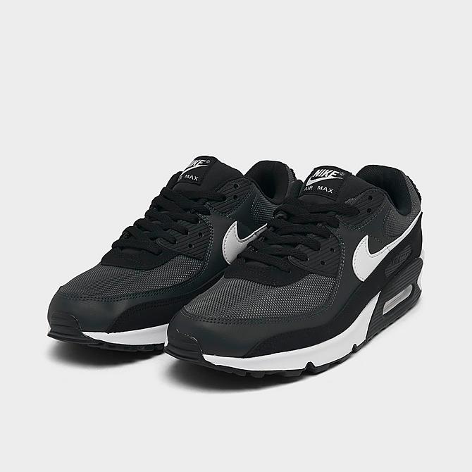 Three Quarter view of Men's Nike Air Max 90 Casual Shoes in Iron Grey/Dark Smoke Grey/Black/White Click to zoom