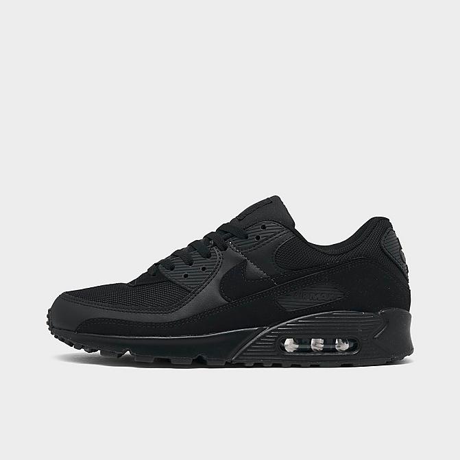 Right view of Men's Nike Air Max 90 Casual Shoes in Black/Black/White/Black Click to zoom