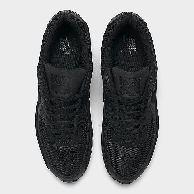 Back view of Men's Nike Air Max 90 Casual Shoes in Black/Black/White/Black Click to zoom