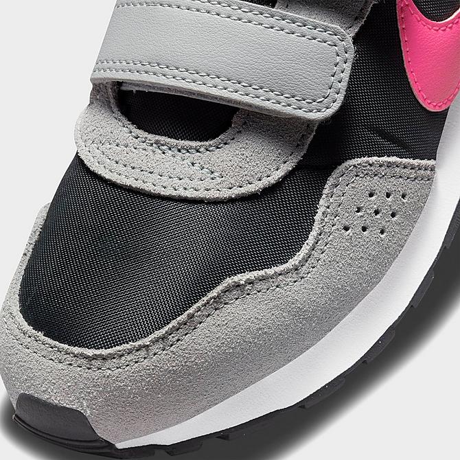 Front view of Girls' Little Kids' Nike MD Valiant Hook-and-Loop Casual Shoes in Dark Smoke Grey/Hyper Pink-Light Smoke Grey Click to zoom