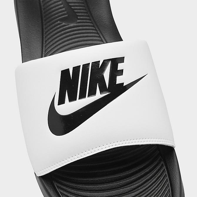 Front view of Men's Nike Victori One Slide Sandals in Black/White/Black Click to zoom