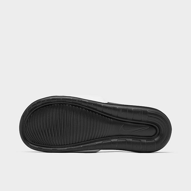 Bottom view of Men's Nike Victori One Slide Sandals in Black/White/Black Click to zoom