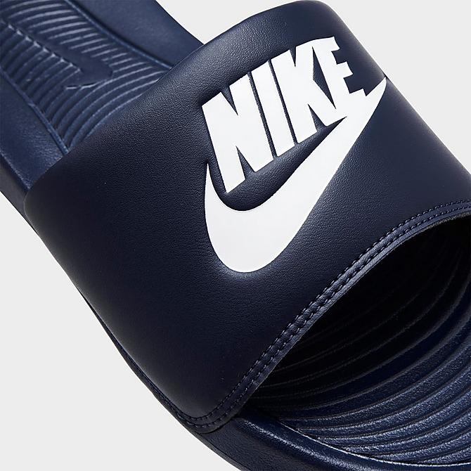 Front view of Men's Nike Victori One Slide Sandals in Midnight Navy Click to zoom