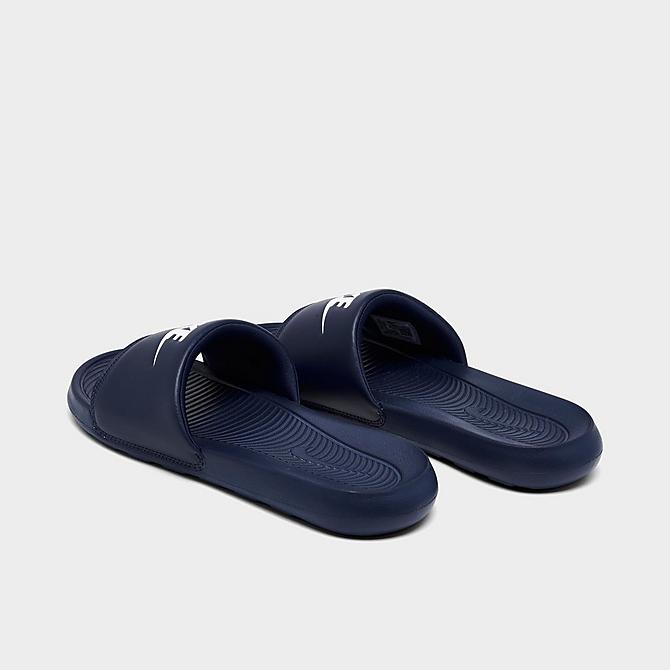 Left view of Men's Nike Victori One Slide Sandals in Midnight Navy Click to zoom
