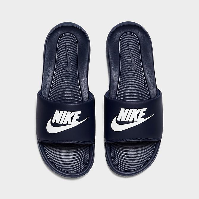 Back view of Men's Nike Victori One Slide Sandals in Midnight Navy Click to zoom