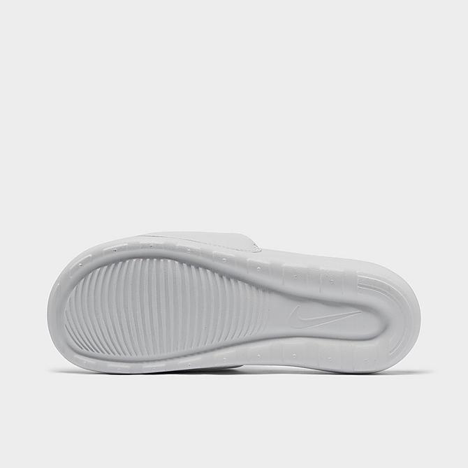 Bottom view of Women's Nike Victori One Slide Sandals in White/Black Click to zoom