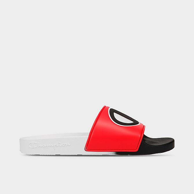 Right view of Men's Champion IPO Split Slide Sandals in Scarlet/Multi Click to zoom