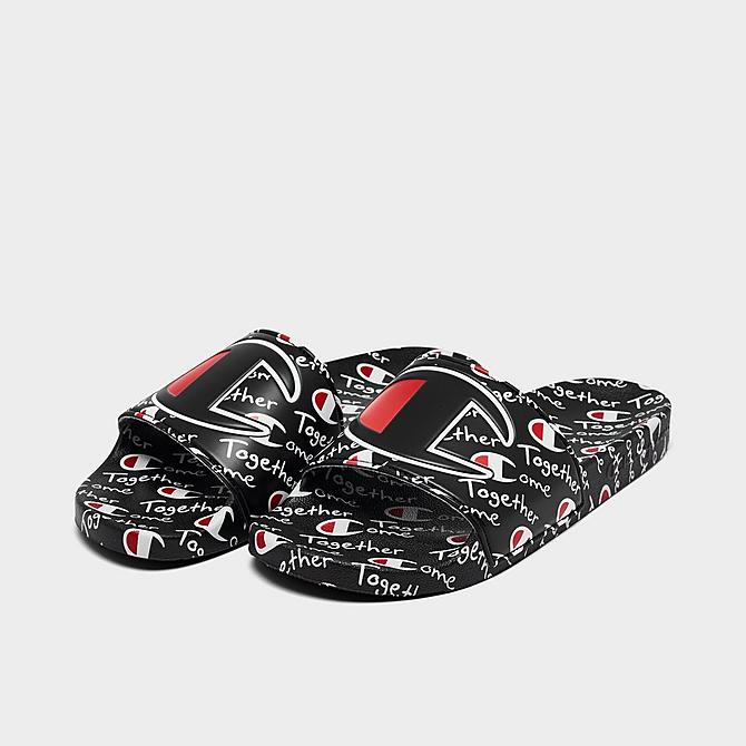 Three Quarter view of Champion IPO Hero Slide Sandals in Black Click to zoom