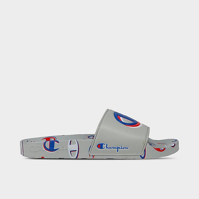Right view of Champion IPO 3Peat Slide Sandals in Oxford Grey Click to zoom