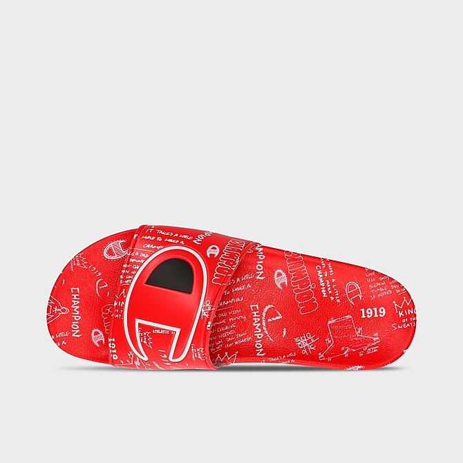 Back view of Men's Champion IPO Doodle Slide Sandals in Scarlet/White Click to zoom