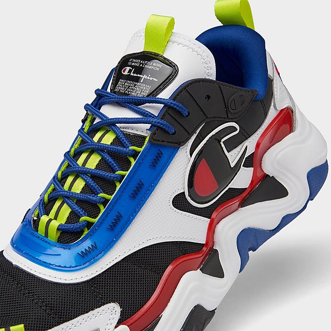 Front view of Men's Champion Hyper C Flood Casual Shoes in White/Black/Red/Royal Blue/Electric Yellow Click to zoom