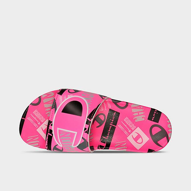 Back view of Girls' Big Kids' Champion IPO C Logo Slide Sandals in Pink/Multi Click to zoom
