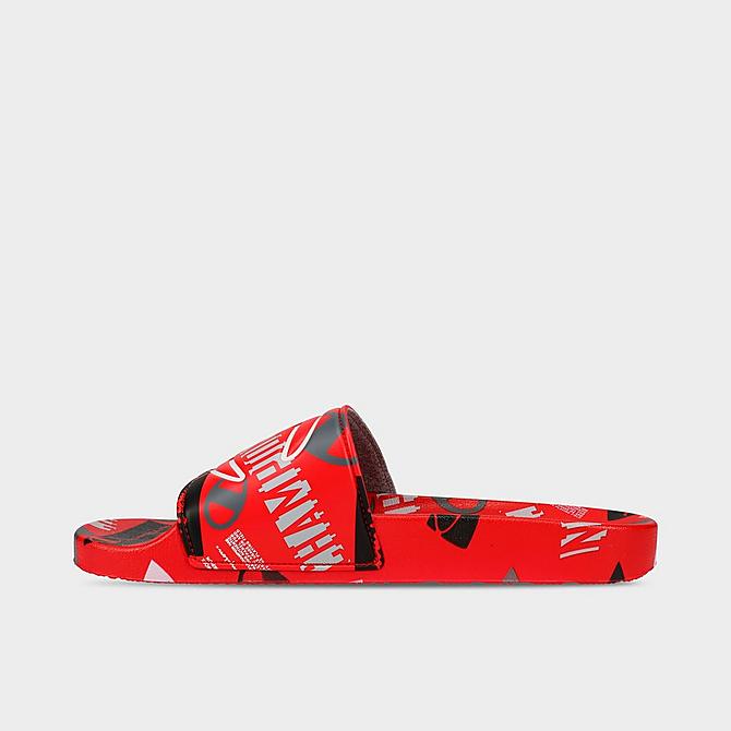 Front view of Men's Champion IPO C Logo Slide Sandals in Scarlet/Black Click to zoom
