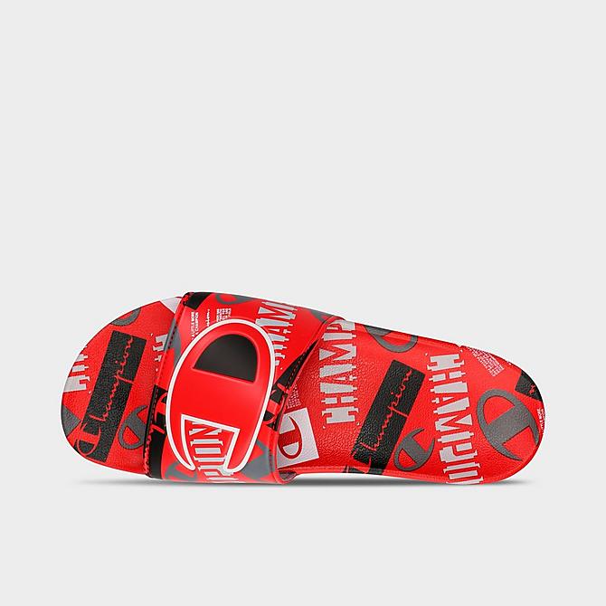 Back view of Men's Champion IPO C Logo Slide Sandals in Scarlet/Black Click to zoom