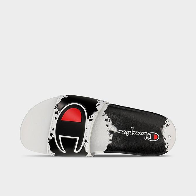 Back view of Big Kids' Champion IPO Surf And Turf Slide Sandals in Black/White Click to zoom