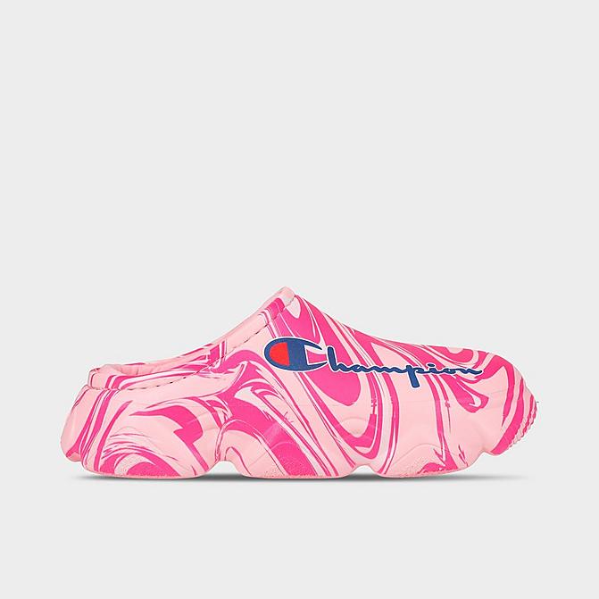 Right view of Women's Champion Super Meloso Swirl Clog Shoes in Pink Click to zoom