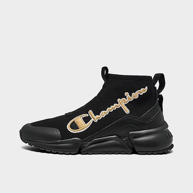 Right view of Men's Champion Rally Future Mid Casual Shoes in Black/Gold Click to zoom