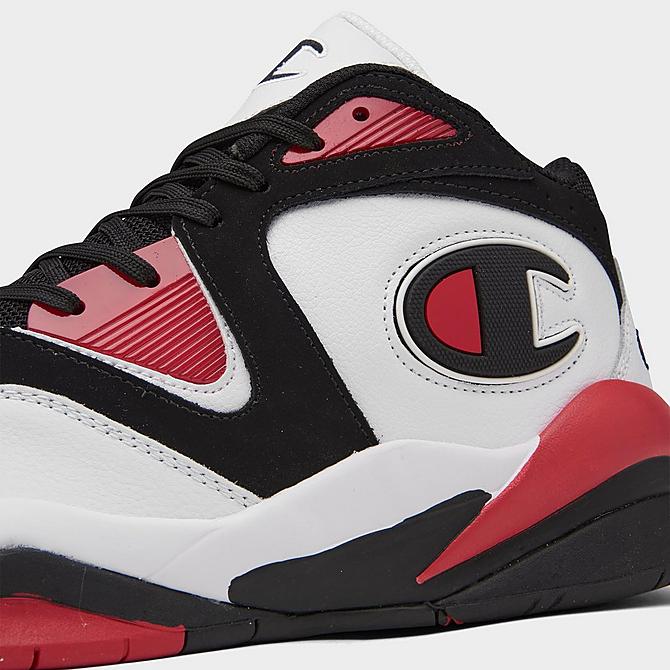 Front view of Men's Champion Zone Mid Casual Shoes in White/Black/Red Click to zoom