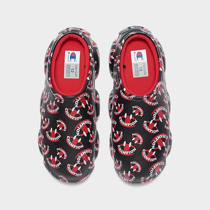 Back view of Men's Champion Super Meloso Smile Clog Sandals in Black/Red Click to zoom