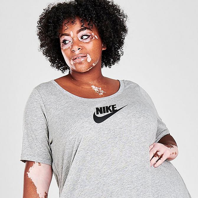 Front view of Women's Nike Sportswear Essential Tunic (Plus Size) in Dark Grey Heather Click to zoom