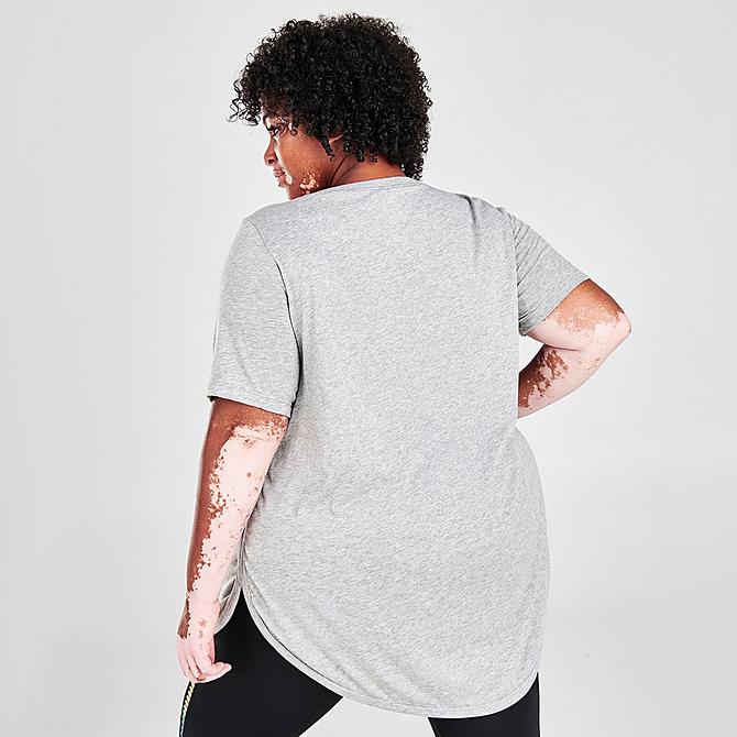 Back Right view of Women's Nike Sportswear Essential Tunic (Plus Size) in Dark Grey Heather Click to zoom