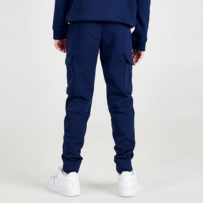 Back Right view of Boys' Nike Sportswear Club Cargo Jogger Pants in Midnight Navy Click to zoom