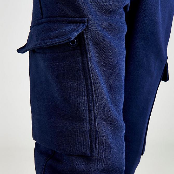 On Model 6 view of Boys' Nike Sportswear Club Cargo Jogger Pants in Midnight Navy Click to zoom