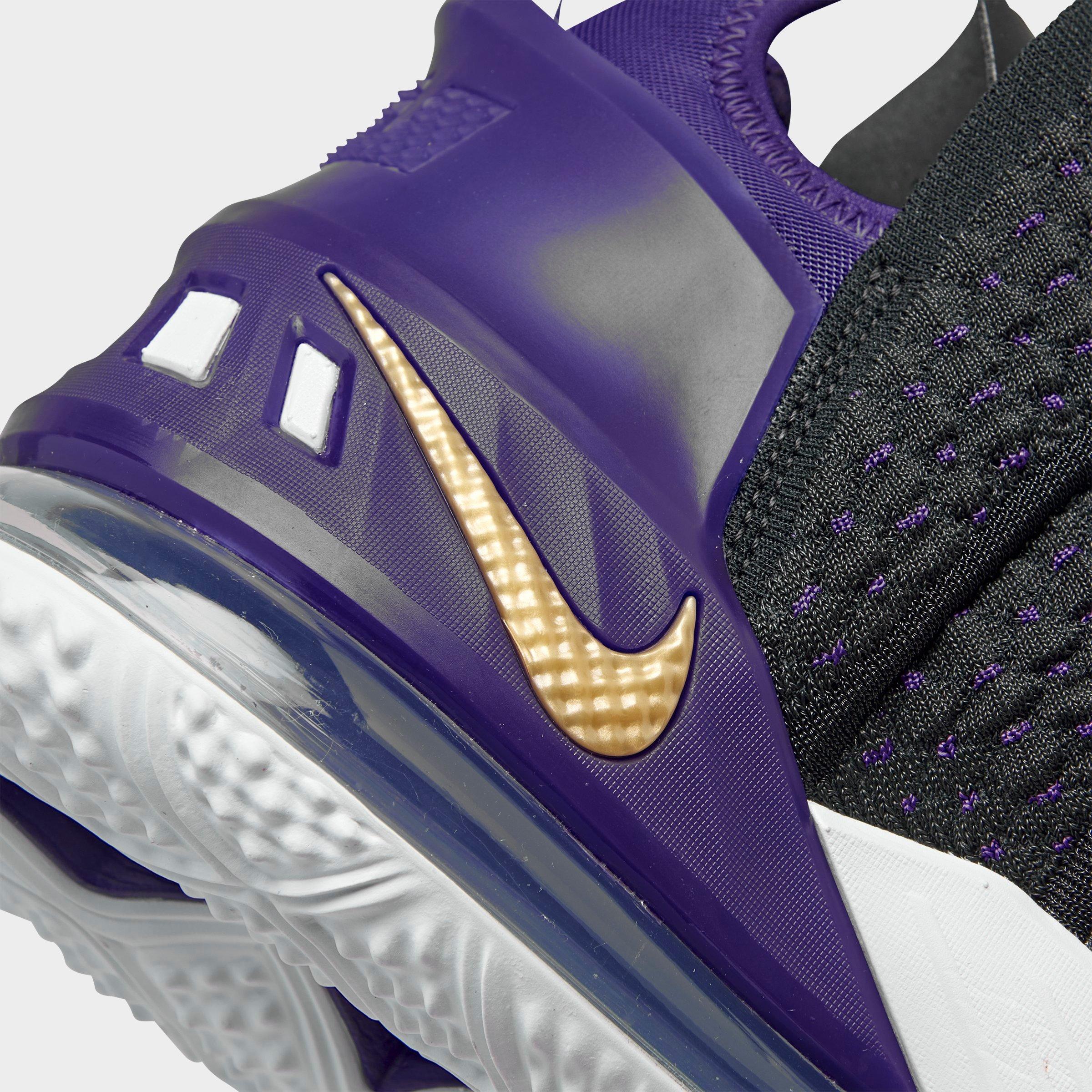 gold and purple basketball shoes