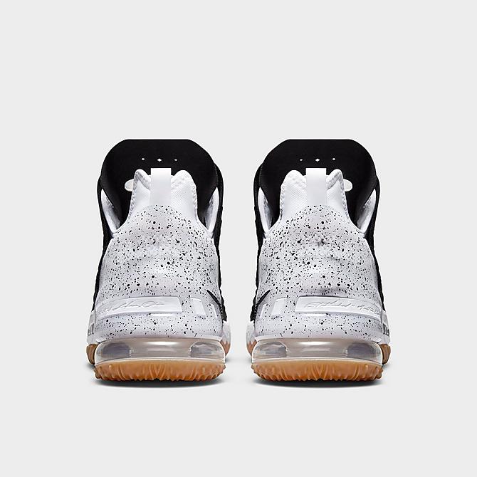 Left view of Nike LeBron 18 Basketball Shoes in Black/White/Gum Med Brown Click to zoom