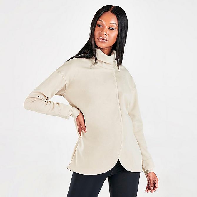 Back Left view of Women's Nike Pullover Sweatshirt (Maternity) in Rattan/Heather/White Click to zoom