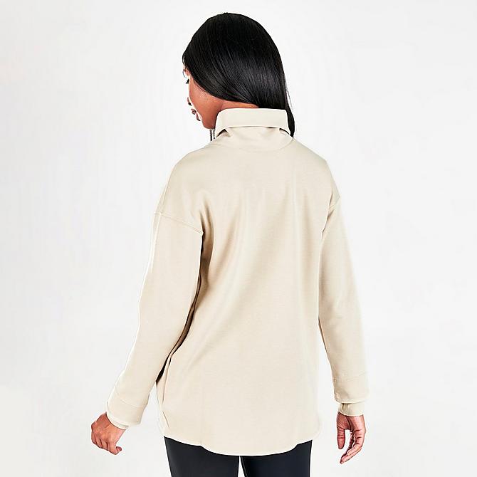 Back Right view of Women's Nike Pullover Sweatshirt (Maternity) in Rattan/Heather/White Click to zoom
