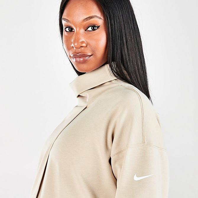 On Model 5 view of Women's Nike Pullover Sweatshirt (Maternity) in Rattan/Heather/White Click to zoom