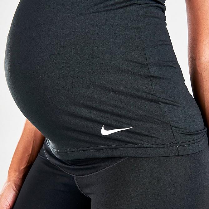 On Model 6 view of Women's Nike Dri-FIT Tank (Maternity) in Black/Black/White Click to zoom