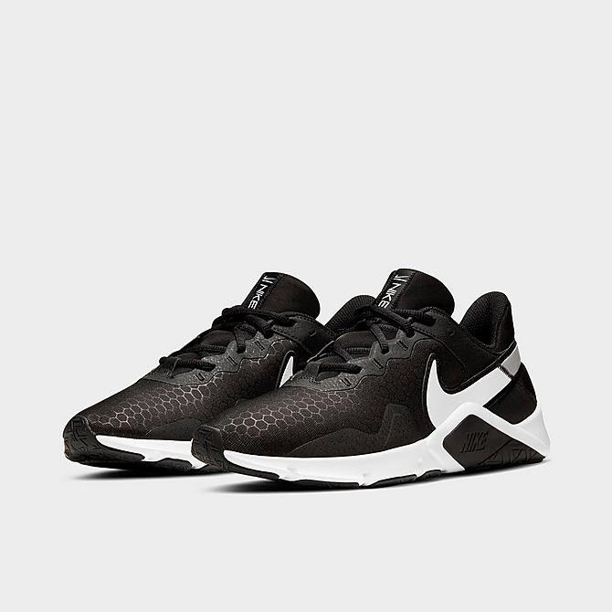 Three Quarter view of Men's Nike Legend Essential 2 Training Shoes in Black/Metallic Silver/White Click to zoom